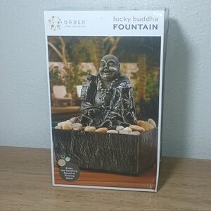 LUCKY BUDDHA Water FOUNTAIN w/Rocks Order Home Collection Battery Operation NIB